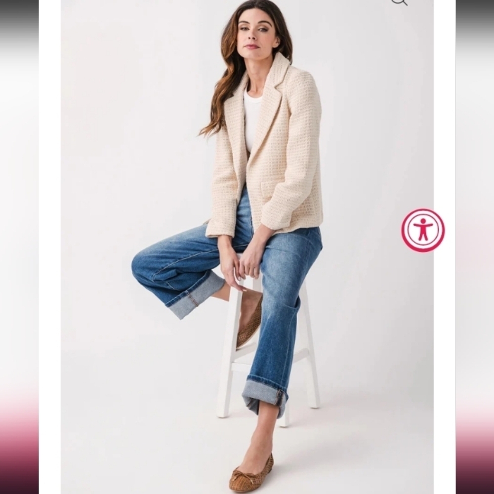 JLUXLABEL NWT Crocheted Casual Bohemian Loose Fit Slouchy Preppy Academia Blazer